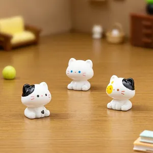Set of 3 adorable miniature cat figurines for DIY micro landscape and desk decor