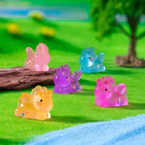 Set de figuras de unicornios miniatura luminosos para decoración de jardines