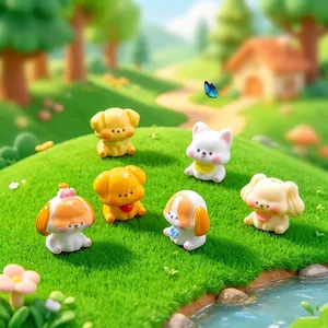 Micro Landscape Cute Puppy Dog Resin Figurine Miniature DIY Ornament Accessories For Car Desktop Home Decoration Gift