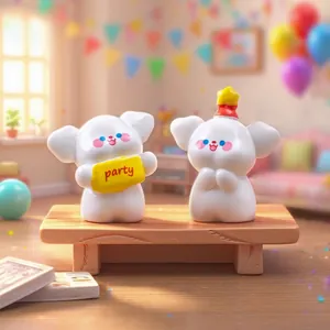 Simpatiche figurine di cuccioli bianchi per decorazioni feste e fai-da-te mini casa bambole