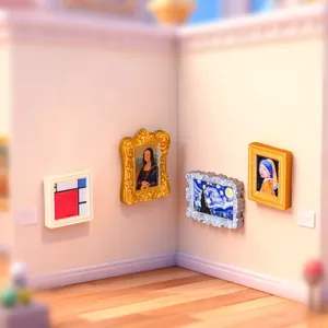 Miniature famous paintings museum gallery set for dollhouse DIY wall decoration crafts