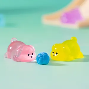 Luminous mini resin puppy figurines for DIY micro landscape craft and desk decoration