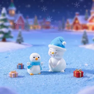Adorable miniature Christmas snowman and penguin figurines for DIY holiday decor