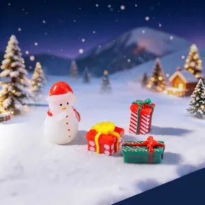 Figurines miniatures de bonhomme de neige et cadeaux de Noël pour décor de fête DIY