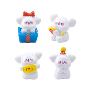 Set di 4 graziose mini figurine di cuccioli per decorazioni di compleanno e fai da te