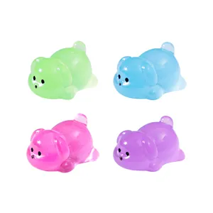Four colorful luminous lying dog figurines for DIY micro-landscape and desk decor