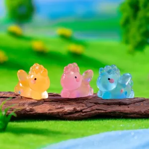 Set de 3 figuras de unicornio en miniatura luminosas para decoración de jardín DIY