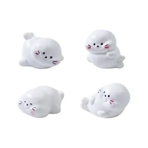 Lot de 4 figurines de phoque miniatures pour micro-paysage DIY et décoration bureau