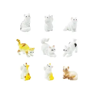 Set de 9 figuras realistas de gatos en miniatura para casa de muñecas y decoración