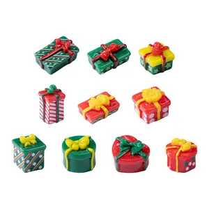 Lot de 10 boîtes cadeaux de Noël miniatures en résine pour décoration DIY paysage