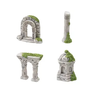 Miniature colonnes et arches de ruines romaines pour décoration de paysage de terrarium.