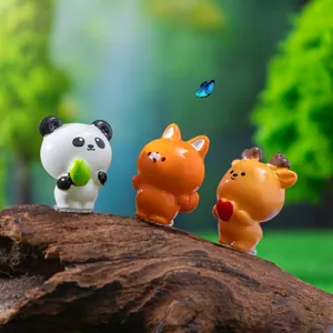 Miniatur Panda und Hirsch Tierfiguren für DIY Märchengarten Landschaftsgestaltung