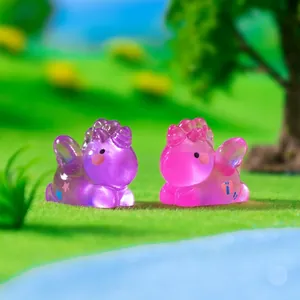 Minifiguras de unicornio luminosas para decoración de micropaisaje DIY creativo
