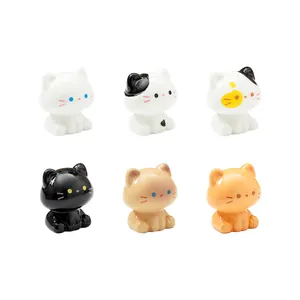 Set of six cute sitting cat figurines for DIY micro-landscape and desktop decoration