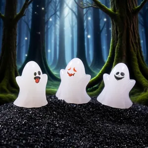 Set mit drei niedlichen Halloween-Geisterfiguren für gruselige DIY-Mikrolandschaft-Dekos