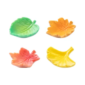 Set of 4 colorful floating resin leaf ornaments for aquarium and DIY micro-landscaping.