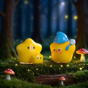 Figuras creativas de estrellas amarillas en miniatura para decoración de micropaisajes