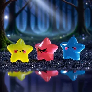 Statuine di stelle luminose in miniatura con emoji per micro paesaggio fai-da-te