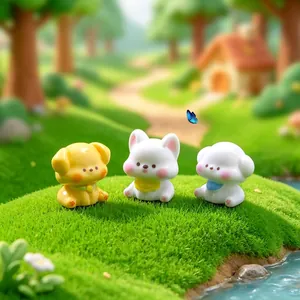 Three cute miniature puppy figurines for micro landscape and desktop DIY garden decor