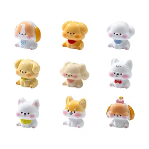 Set of 9 cute miniature resin puppy figurines for DIY micro-landscape and desk decoration