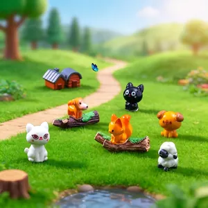 Ensemble de figurines d'animaux mignons en miniature pour décoration de jardin DIY