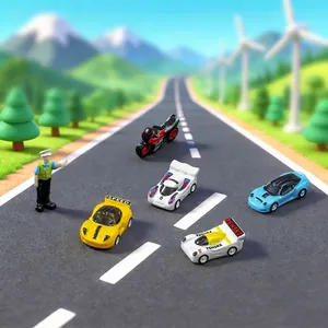 Miniature cartoon racing car set for micro-landscape and dollhouse DIY decor