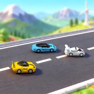 Miniature cartoon racing car set for DIY dollhouse and desk decoration accessories