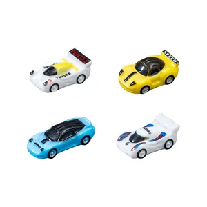 Set of four miniature cartoon racing car toys for micro landscape and dollhouse decoration