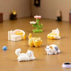 Miniatur Harz Katze Hund Figuren Mikrolandschaft Ornamente Cartoon Tierpuppen Für Puppenhaus DIY Schreibtisch Deko Ornamente