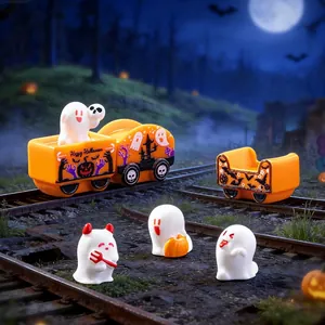 Figuras de tren fantasma de Halloween en miniatura para decoración de escritorio
