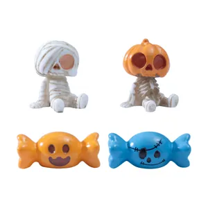 Set di figurine in miniatura di Halloween con zucca e caramelle per decorazioni fai-da-te