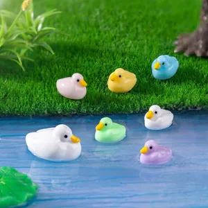 Miniature colorful resin duck figurines for DIY garden fairy landscaping decoration