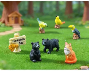 Figuritas detalladas de animales del bosque para decoraciones creativas de jardín DIY