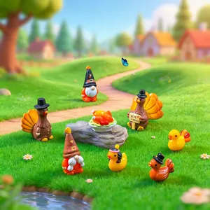 Figurines miniatures de dinde et gnome de Thanksgiving pour décoration
