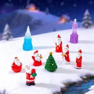 Weihnachten Weihnachtsmann Miniaturfiguren Harz Mikrolandschaft Schnee Szene DIY Ornamente Desktop Dekor Cartoon Kleine Statuen