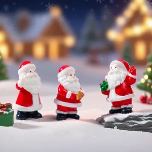 Miniature realistic Santa Claus figurines for Christmas snow scene DIY decoration