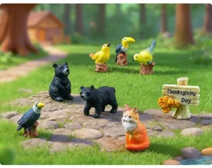 Set de figuras realistas de animales del bosque para decoración de micro paisajes DIY.