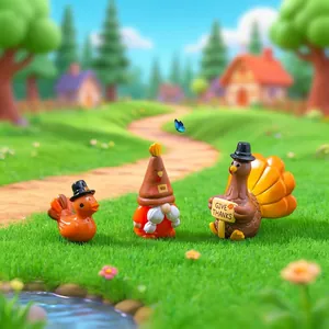 Figurines miniatures créatives de dinde et de gnome pour décor de jardin DIY