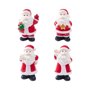 Set of four realistic Santa Claus miniature figurines for micro-landscape DIY decor.