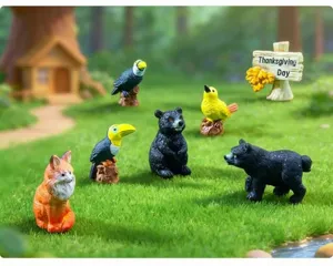 Vista detallada de figuras de animales en miniatura realistas para decoración de jardín DIY