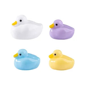 Set of colorful mini resin duck figurines for DIY micro landscape garden decor.