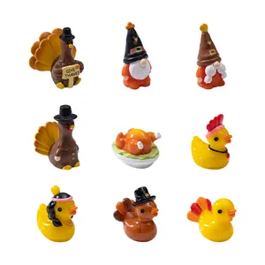 Lot de 9 figurines miniatures de Thanksgiving avec dinde, gnomes et canard pour déco DIY