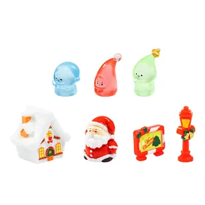 Set of 7 festive miniature Christmas figurines for creative DIY snow landscape decor
