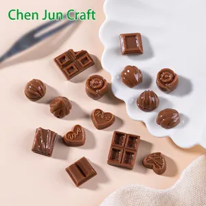 Realistic miniature chocolate resin charms for DIY craft and scrapbooking decor