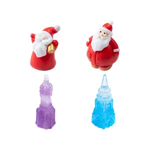 Set mit 4 niedlichen Miniatur-Weihnachtsmann- und Kristallturm-Figuren für DIY-Deko