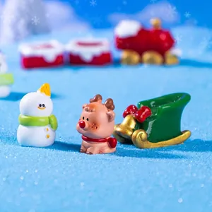 Miniature Christmas ornaments set with snowman, reindeer and sleigh for micro landscapes