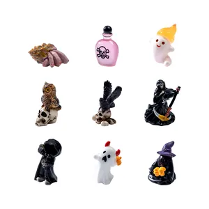 Creative Halloween miniature figurines set with grim reaper, ghosts, and skulls for DIY decor