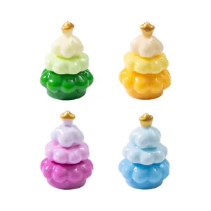Set de 4 mini árboles de Navidad coloridos de resina para decoración de micro paisajes