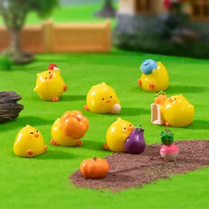 Cute Miniature Chicken Figurines Resin Farmhouse Chick Ornaments For Fairy Garden DIY Landscape Terrarium Car Desktop Decor