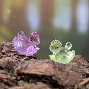 Miniature luminous rainbow rocking horse resin figurines for DIY craft decoration